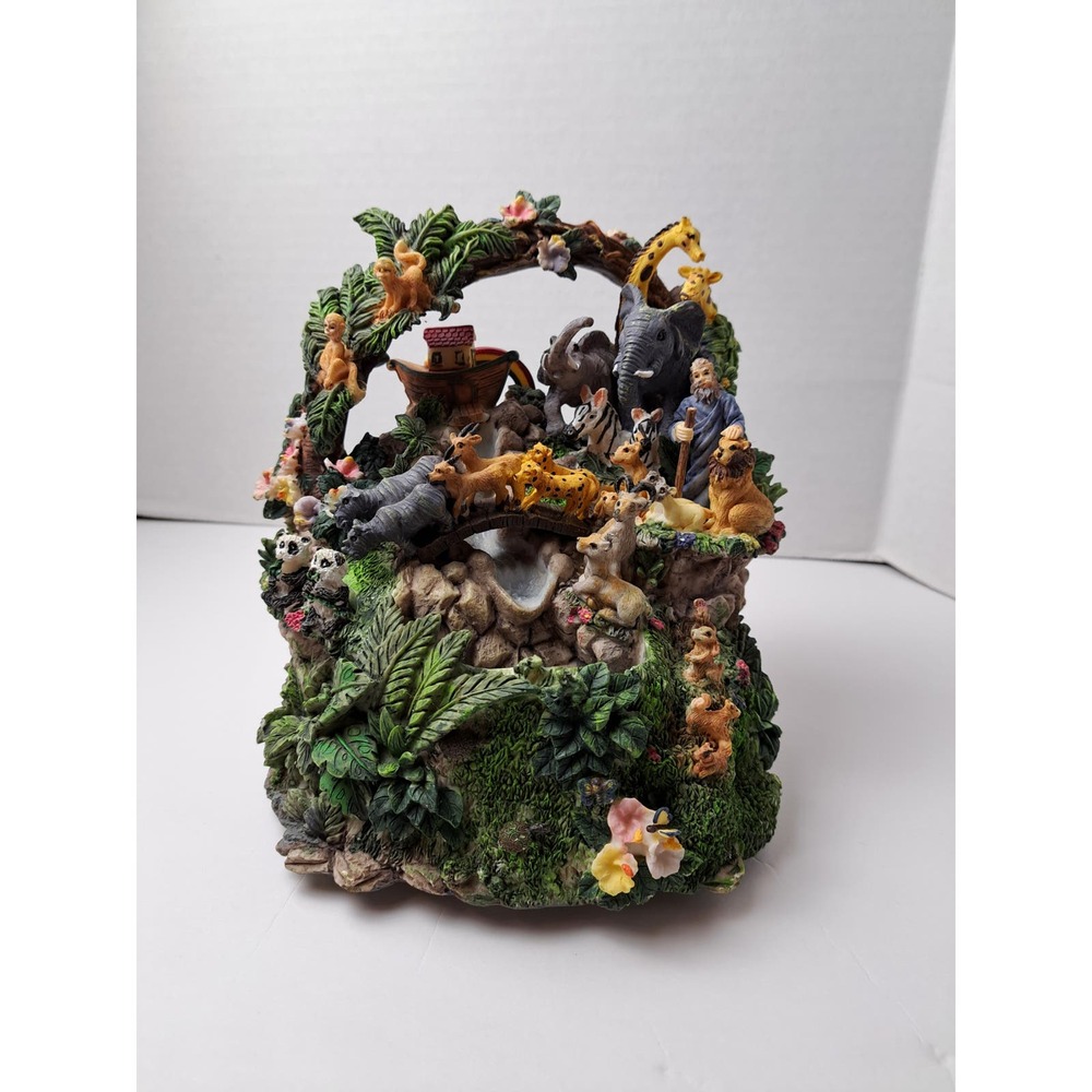Majestic Noah's Ark Musical Water Fountain Colorful Christian Animals Rainbow